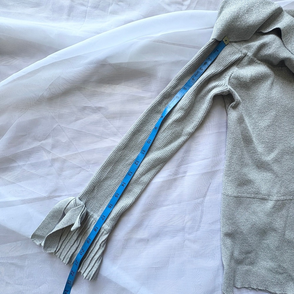 7th Avenue New York & Company Silver Metallic Off Shoulder Ribbed Sweater Medium - Picture 7 of 9